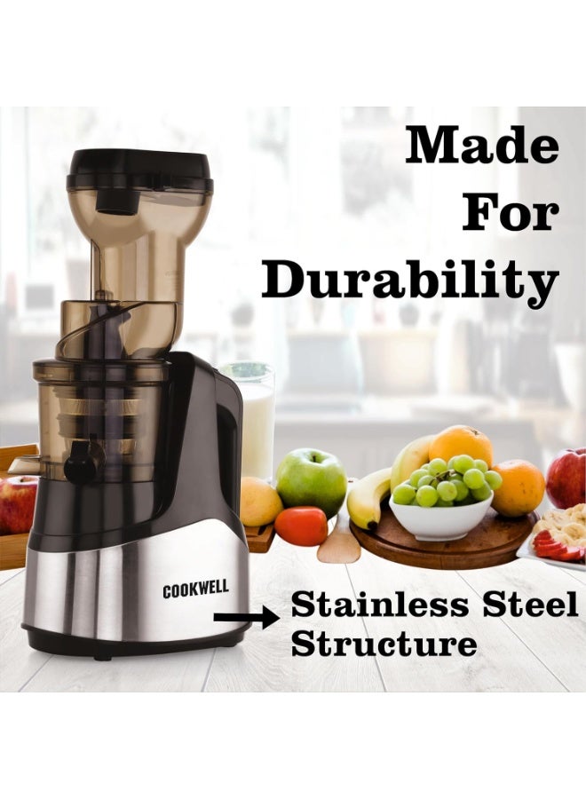 Cookwell Cold Press Slow Juicer and Ice Cream Maker, Stainless Steel (500W) - Image 3