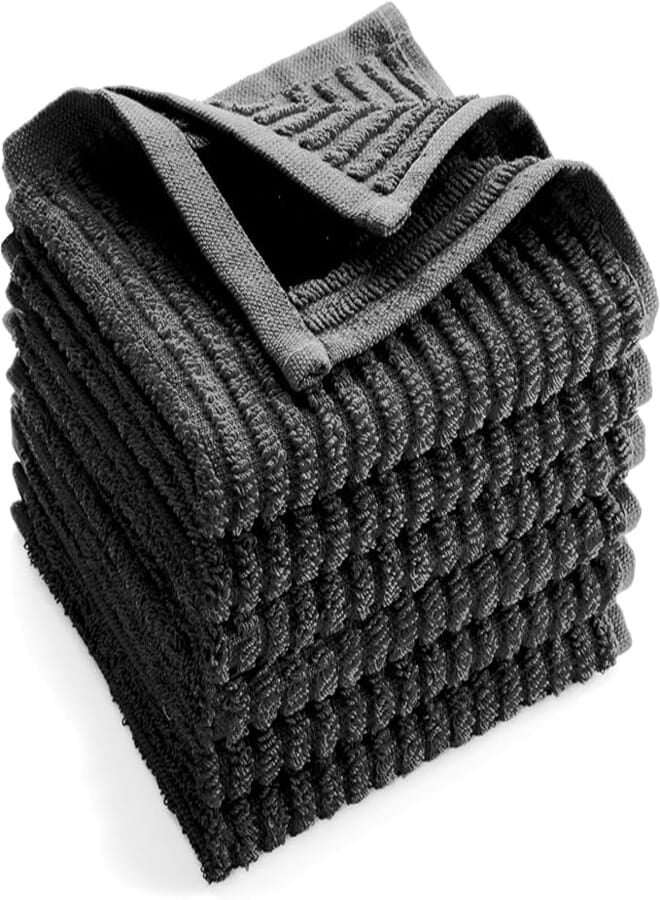 Signoola Multi-Purpose Towel 100% cotton, Black stripe, Set Of 4 Pcs 30 x 30 cm, 9474848