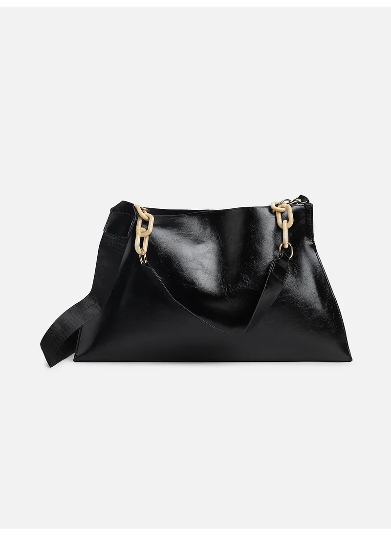 صوص هاوت Black Solid Vegan Leather Handbag