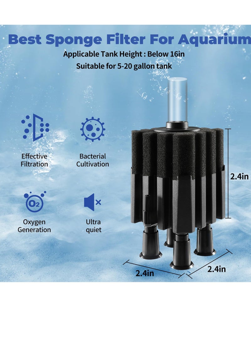 Generic - Ultra Silent 3-in-1 Submersible Aquarium Filter with Biofiltration & Aeration - Ideal for Betta, Fry & Shrimp in 5-20 Gallon Tanks - Image 1