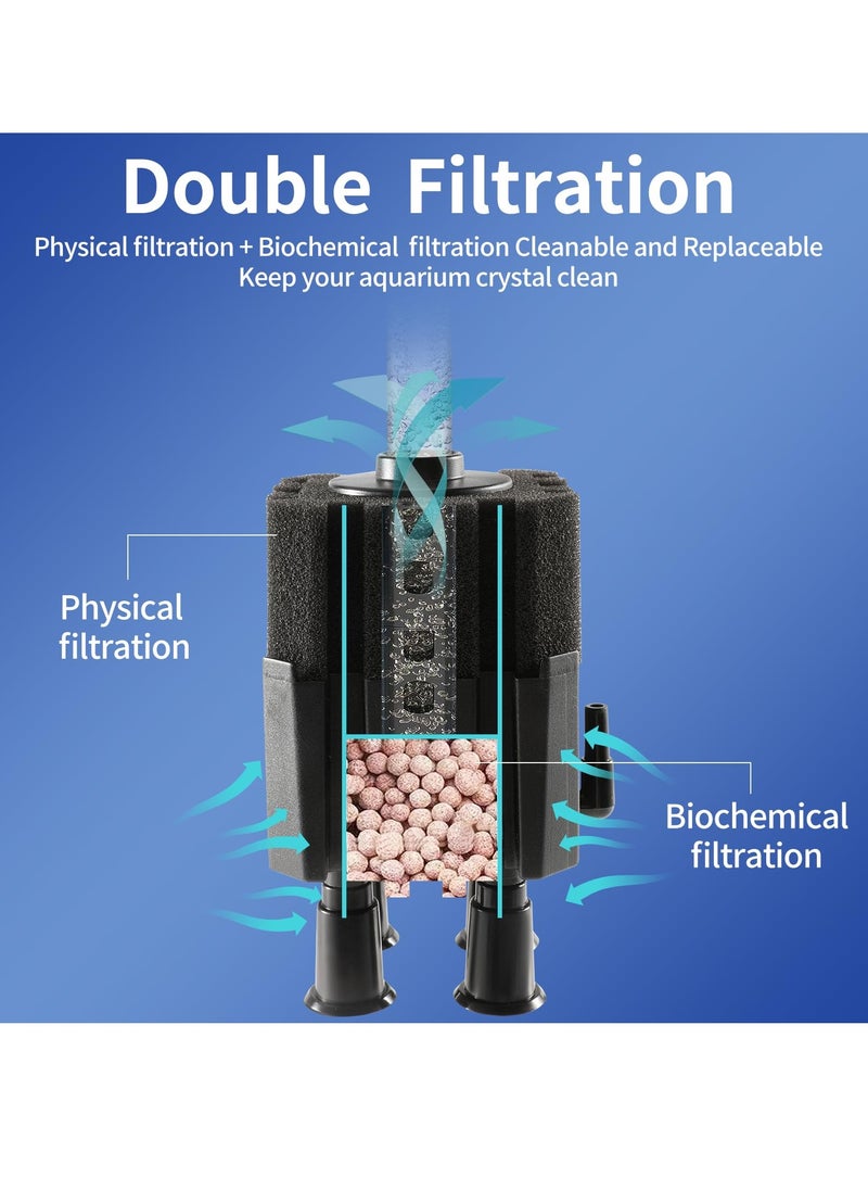 Generic - Ultra Silent 3-in-1 Submersible Aquarium Filter with Biofiltration & Aeration - Ideal for Betta, Fry & Shrimp in 5-20 Gallon Tanks - Image 1