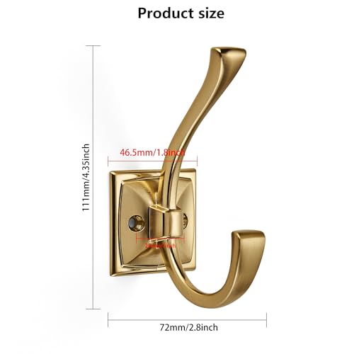 CABDM 5 Pack Decorative Heavy Duty Towel Hooks for Hanging Robe Double Champagne Bronze Coat Hooks Wall Mounted with Screws for Key Towel Bags Cup Hat - Image 3