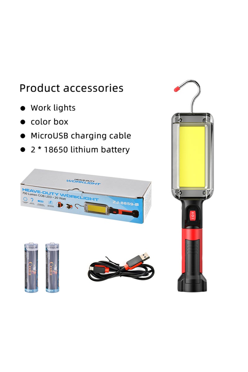 With Battery Led Work Light COB Floodlight 8000LM Rechargeable Lamp Use 2*18650 Battery Led Portable