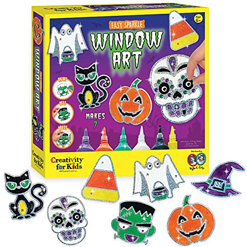 Creativity for Kids Halloween Window Art Kit | Create 7 Spooky Suncatchers with Paint, Rhinestones & Wiggly Eyes | DIY Craft Kit for Kids | Fun for Parties, Gifts & Seasonal Décor (Ages 6+) - Image 1