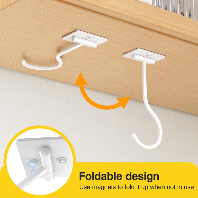 bussdis Adhesive Banana Hanger Under Cabinet - No Drilling Banana Hook with Strong Adhesive, Foldable & Magnetic, Space Saving Banana Holder for Kitchen, Holds up to 13 lbs, White - Image 5