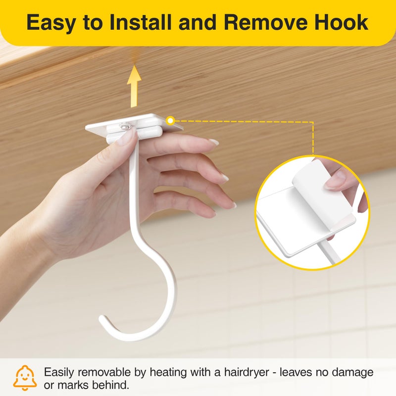 bussdis Adhesive Banana Hanger Under Cabinet - No Drilling Banana Hook with Strong Adhesive, Foldable & Magnetic, Space Saving Banana Holder for Kitchen, Holds up to 13 lbs, White - Image 4