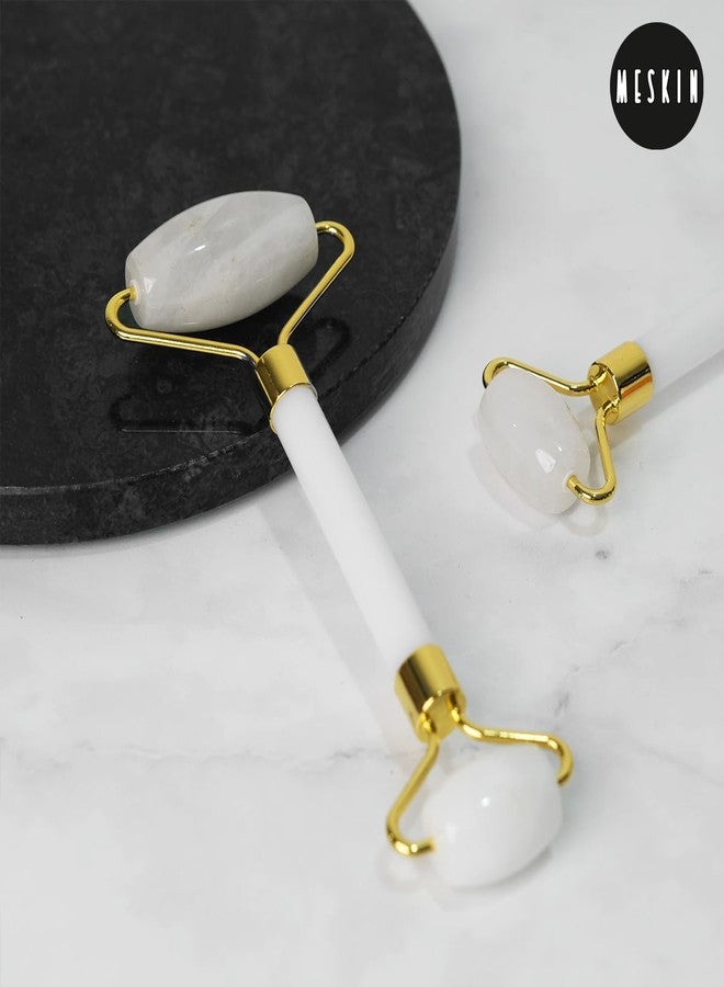 MESKIN White Nephrite White Jade Roller Face Roller Massage Tool Natural Stone for Facial Massage & Daily Skincare Routine Best Anti-Aging & Relaxation Face Roller - Image 3