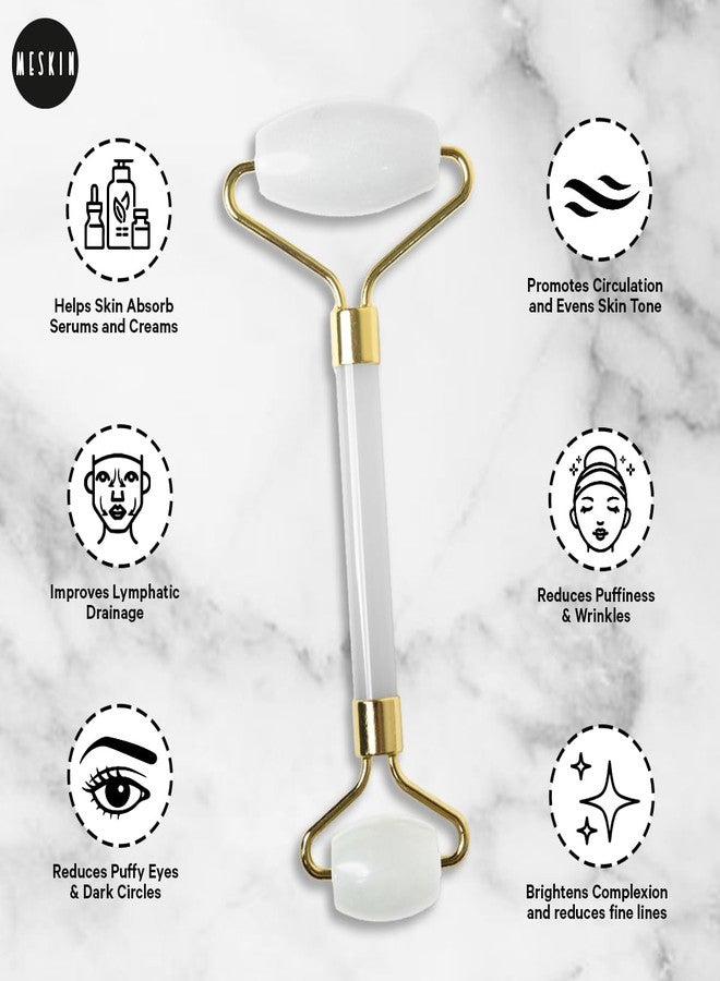 MESKIN White Nephrite White Jade Roller Face Roller Massage Tool Natural Stone for Facial Massage & Daily Skincare Routine Best Anti-Aging & Relaxation Face Roller - Image 2