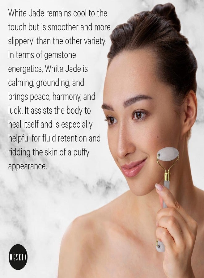 MESKIN White Nephrite White Jade Roller Face Roller Massage Tool Natural Stone for Facial Massage & Daily Skincare Routine Best Anti-Aging & Relaxation Face Roller - Image 4