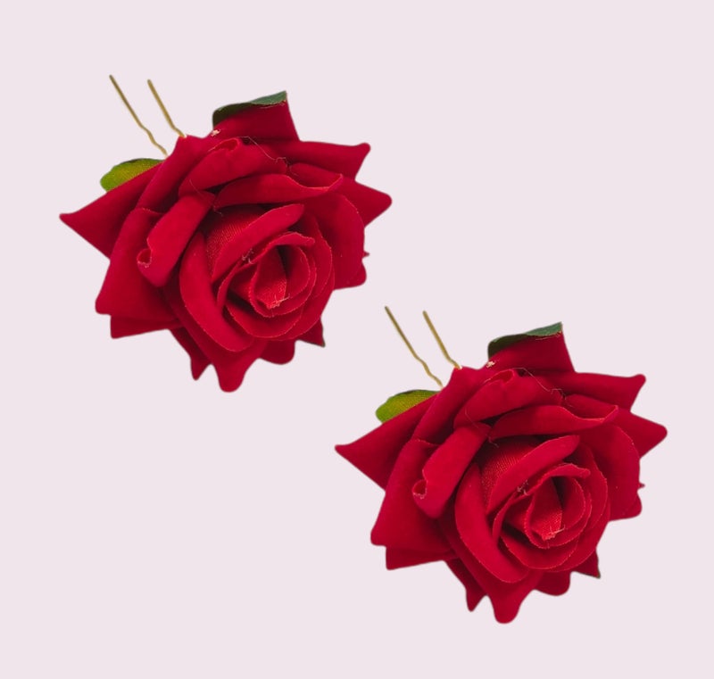 LYF5STAR Artificial Mix Colours Rose Juda Hair pin - Pack of 6 | Handmade Rose Juda Pin, Elegant Mix Colours Bridal Hairpin |Stylish Hair Accessories For Girls and Women | Pack of 6 - Image 3