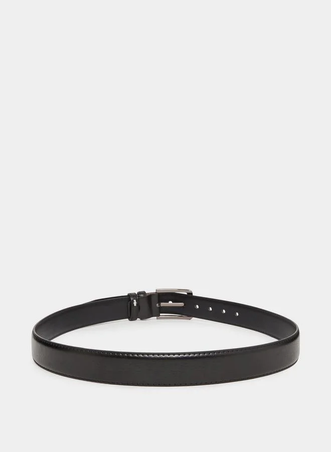 Styli  Black Faux Leather Square Buckle Belt for Men | Best Price UAE