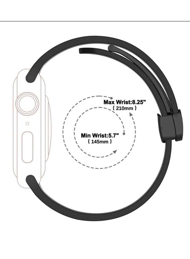 سوار ساعة ابل بقفل مغناطيسي شكل عصري مقاس 45 لون اسود - Image 4