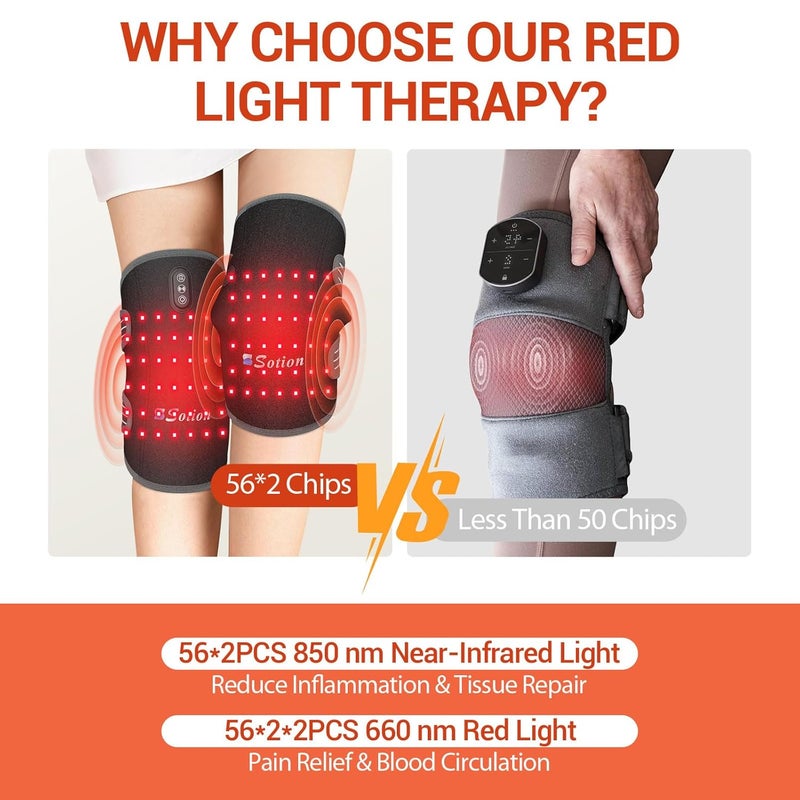 Sotion Red Light Therapy  Vibration Massage Knee Brace 660nm850nm Red Light Therapy Heated Device for KneeJointElbowShoulder Pain Relief Faster Recovery Infrared Light Therapy for Faster Recovery  Great for Athletes  Beyond - Image 3