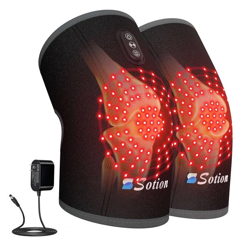 Sotion Red Light Therapy  Vibration Massage Knee Brace 660nm850nm Red Light Therapy Heated Device for KneeJointElbowShoulder Pain Relief Faster Recovery Infrared Light Therapy for Faster Recovery  Great for Athletes  Beyond - Image 1