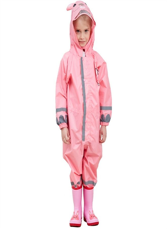 Loquat Children's Lightweight Hooded Poncho Reflective Strip One-Piece Raincoat 