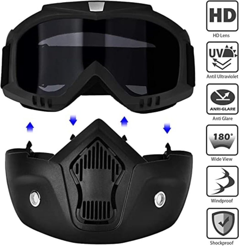 TEKCOOL Face Mask for Bikers in Riding UV Protected Full Face Mask Balaclava for Men Black Mask for Bike Riding & Cycling, Full Face Helmet Mask for Men (Goggle Glass (Pack of 2)) - Image 4
