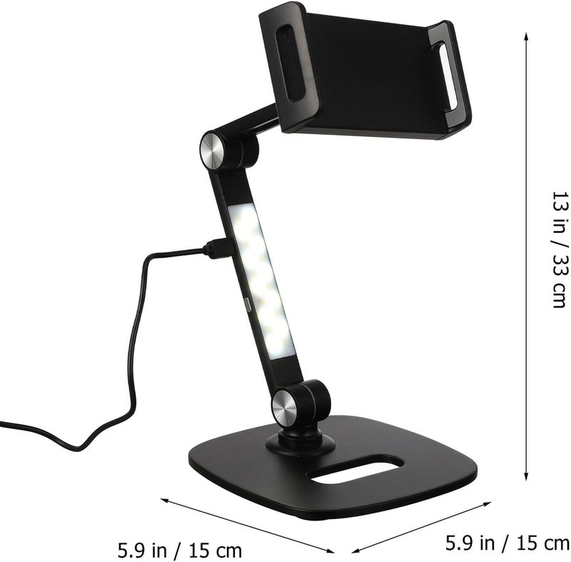 Aluminum Alloy Adjustable Tablet and Phone Stand Foldable Mobile Holder for Desk Use, Portable Black Tablet Bracket Compatible with Ipad and Smartphones - Image 2