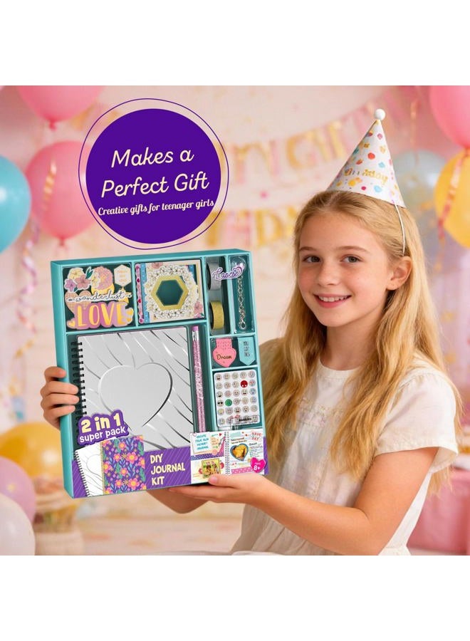 LAOESE 2-Pack DIY Journal Kit - 150+Pcs Gifts for Girls Ages 8 9 10 11 12 Year Old - Birthday Gifts for Girls - Art and Crafts for Kid - Scrapbook Set - Image 3