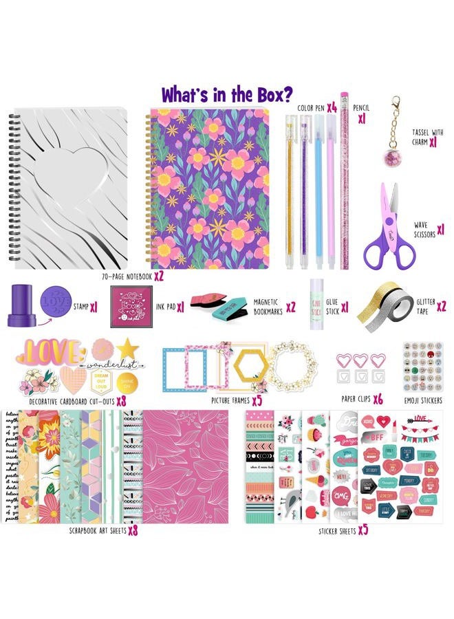 LAOESE 2-Pack DIY Journal Kit - 150+Pcs Gifts for Girls Ages 8 9 10 11 12 Year Old - Birthday Gifts for Girls - Art and Crafts for Kid - Scrapbook Set - Image 2