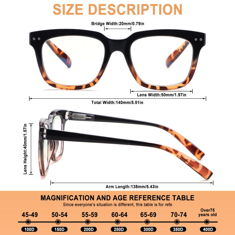 Chofilord Progressive Multifocus Reading Glasses For Women Men Blue Light Blocking Spring Hinge Square Computer Readers (4 Pack Mixed A  1.5  Diopters) - Image 2