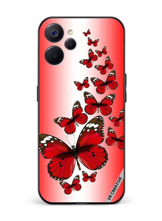 VR CREATIVE Protective Case Cover For Realme 10 5G Red Flying Butterflies Design Multicolour - Image 1