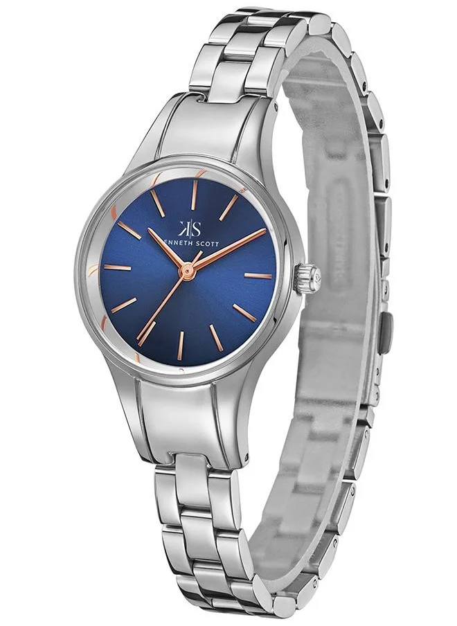 كينيث سكوت Kenneth Scott K22517-SBSN Women's Analog Display Watch & Stainless Steel Strap Silver