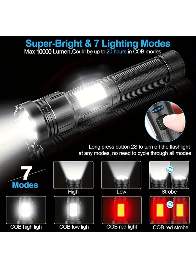 HAVEN 10000 Lumen High Power Waterproof Flashlight Lamp Ultra Bright 7 Mode, USB C Charging Warning Flash Light Mobile Phone Emergency Power Bank, Perfect for Camping, Hiking & Emergencies - Image 5