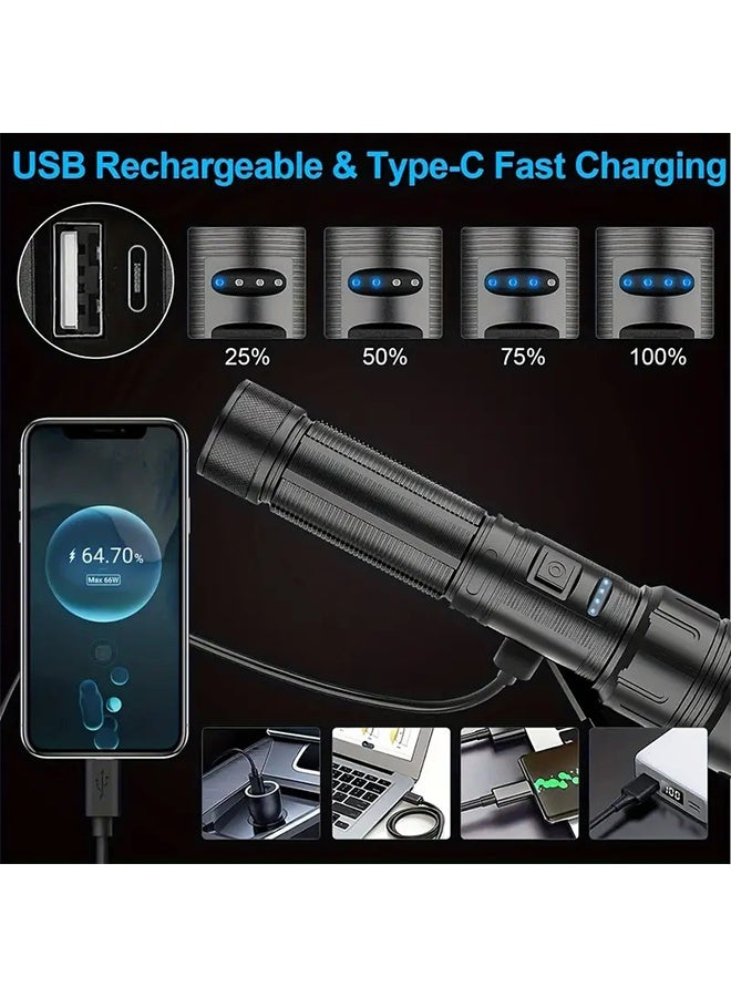 HAVEN 10000 Lumen High Power Waterproof Flashlight Lamp Ultra Bright 7 Mode, USB C Charging Warning Flash Light Mobile Phone Emergency Power Bank, Perfect for Camping, Hiking & Emergencies - Image 4