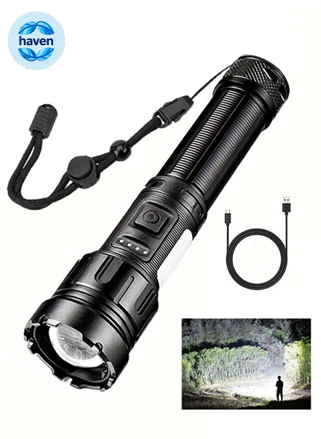 HAVEN 10000 Lumen High Power Waterproof Flashlight Lamp Ultra Bright 7 Mode, USB C Charging Warning Flash Light Mobile Phone Emergency Power Bank, Perfect for Camping, Hiking & Emergencies - Image 1
