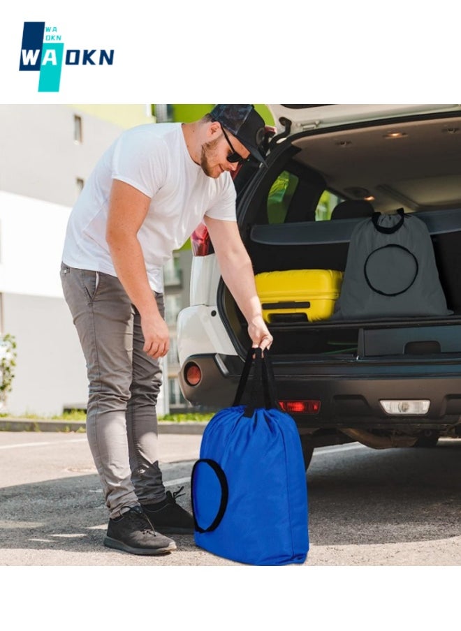 WAOKN 2 Piece Travel Laundry Bags, Travel Dirty Laundry Bags with Handles, Travel, Camping, Fitness Carabiner Foldable Laundry Bags for Students (Blue + Dark Grey)  - Image 5