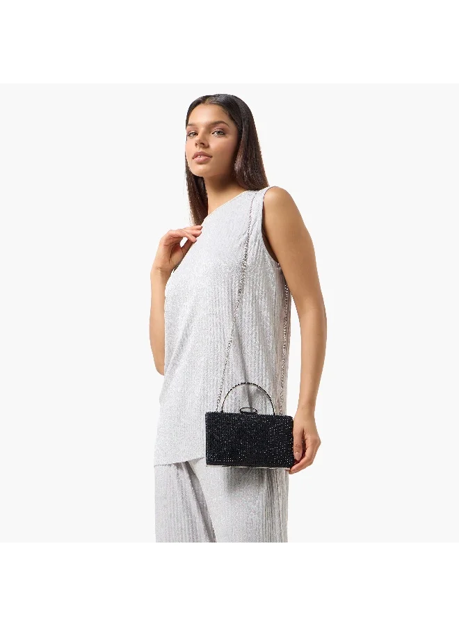 ساشا Sasha Embellished Clutch with Detachable Chain Strap