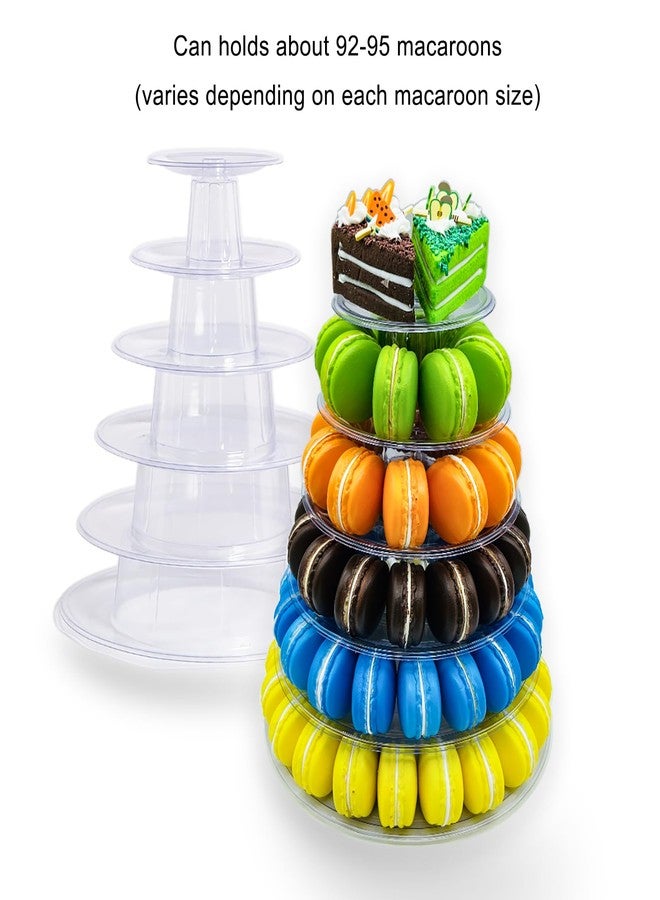 kithing 6 Tiers Macaroon Tower Stand, Round Macaron Tower Cake Display Rack Plastic Cupcake Stand Macarons Desserts Serving Tray for Birthday Wedding Party Decor - Image 2