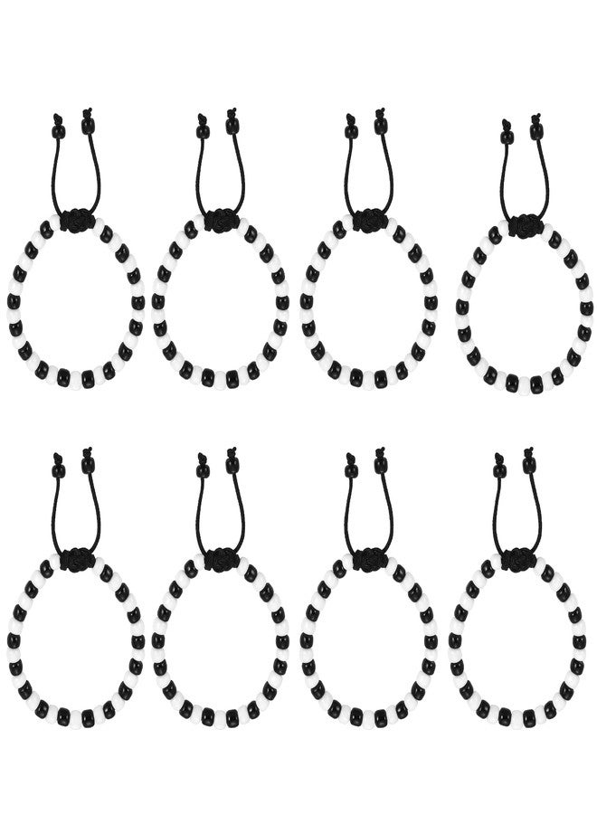 Kailash Creation ™ Baby Nazariya Bracelets Kada for Newborn Boys & Girls (0-5 Years) | Adjustable Black & White Beads Thread | Baby Shower, Birth, Naming Ceremony & Mundan Function (Black and White, Pack of 8) - Image 1