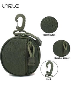 Unique 2Pcs Round Storage Bag, Upgraded EDC Pouches Military Gear, Tactical Bag Case as Coin Purse Keychain, Case Wallet, Wireless Headset Pack - Green  - Image 3