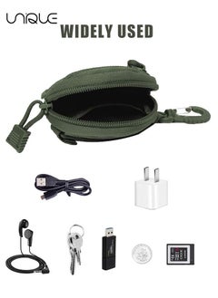 Unique 2Pcs Round Storage Bag, Upgraded EDC Pouches Military Gear, Tactical Bag Case as Coin Purse Keychain, Case Wallet, Wireless Headset Pack - Green  - Image 5
