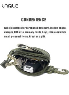 Unique 2Pcs Round Storage Bag, Upgraded EDC Pouches Military Gear, Tactical Bag Case as Coin Purse Keychain, Case Wallet, Wireless Headset Pack - Green  - Image 4