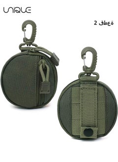 Unique 2Pcs Round Storage Bag, Upgraded EDC Pouches Military Gear, Tactical Bag Case as Coin Purse Keychain, Case Wallet, Wireless Headset Pack - Green  - Image 1