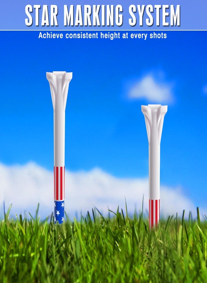 CHAMPKEY 3 Prongs Plastic Golf Tees 100 Pack Star and Stripe Version - Low Friction and Resistance Golf Plastic Tees (3-1/4") - Image 4