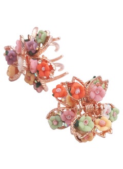 2 Mini Flower Hair Claw Clip Grip Metal Clamp Romantic Sweet Cute Women Girls Teens
