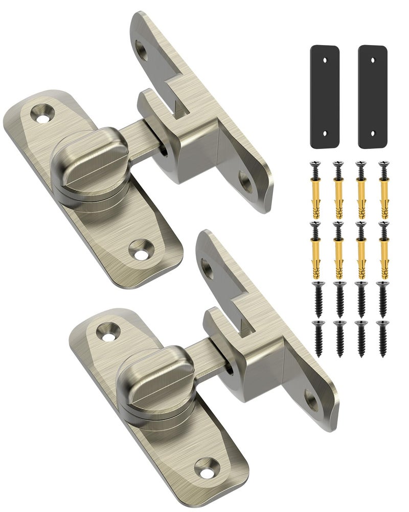 YogePote 90/180 Degree Barn Door Lock  Small Flip Gate Latches Hardware  Door Security Sliding Door Latch Lock Fo Cabinets  Barn Door  Bathroom  Gardenr Doors (Bronze-2Pcs) - Image 1