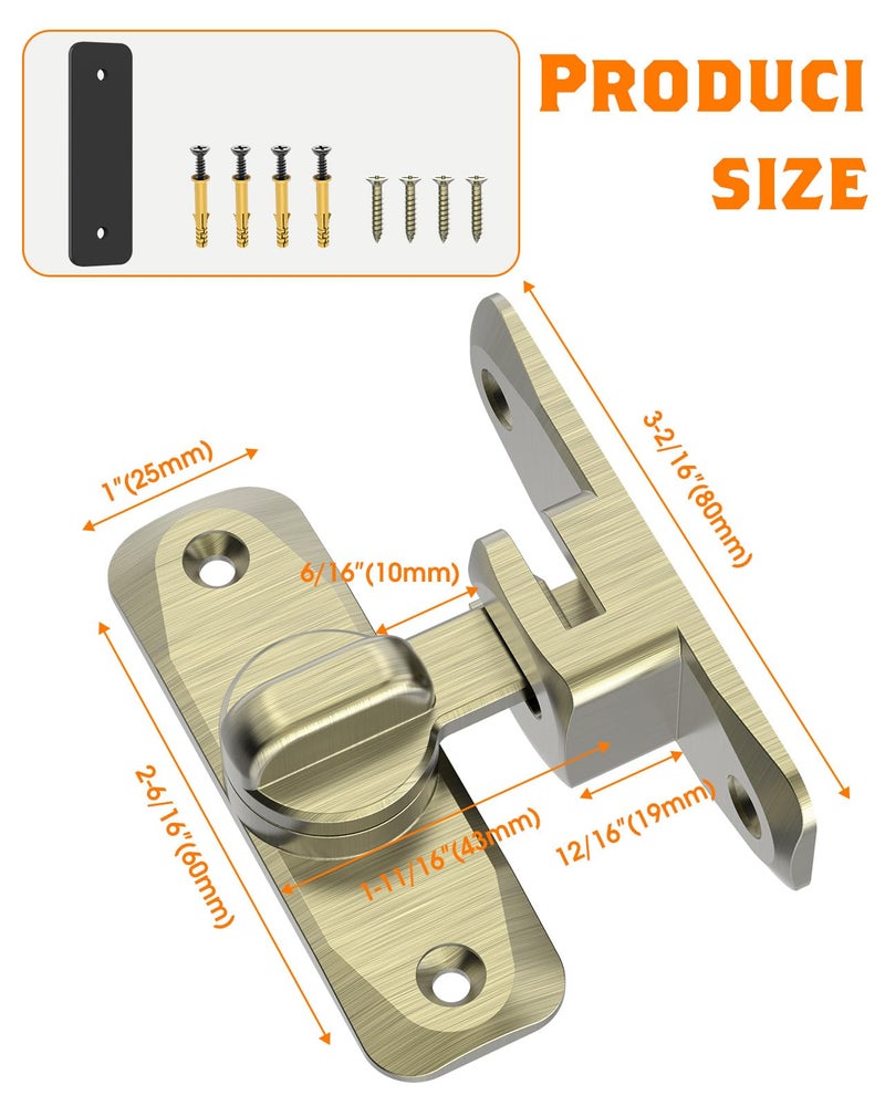 YogePote 90/180 Degree Barn Door Lock  Small Flip Gate Latches Hardware  Door Security Sliding Door Latch Lock Fo Cabinets  Barn Door  Bathroom  Gardenr Doors (Bronze-2Pcs) - Image 4