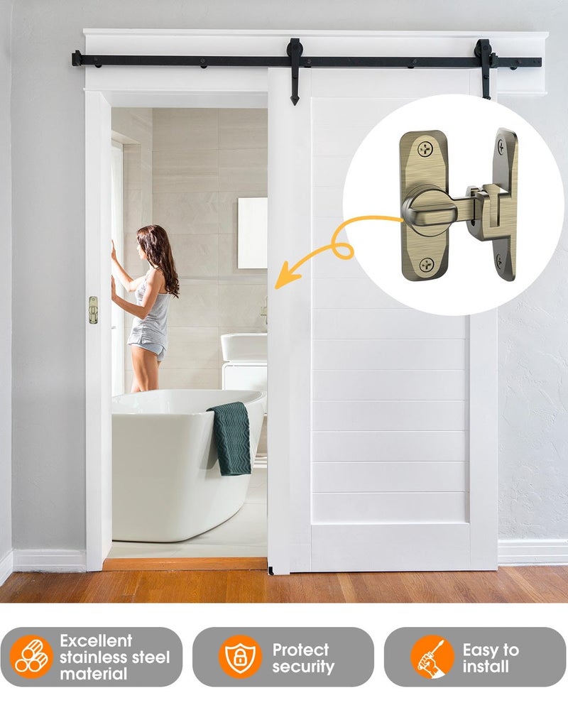 YogePote 90/180 Degree Barn Door Lock  Small Flip Gate Latches Hardware  Door Security Sliding Door Latch Lock Fo Cabinets  Barn Door  Bathroom  Gardenr Doors (Bronze-2Pcs) - Image 5