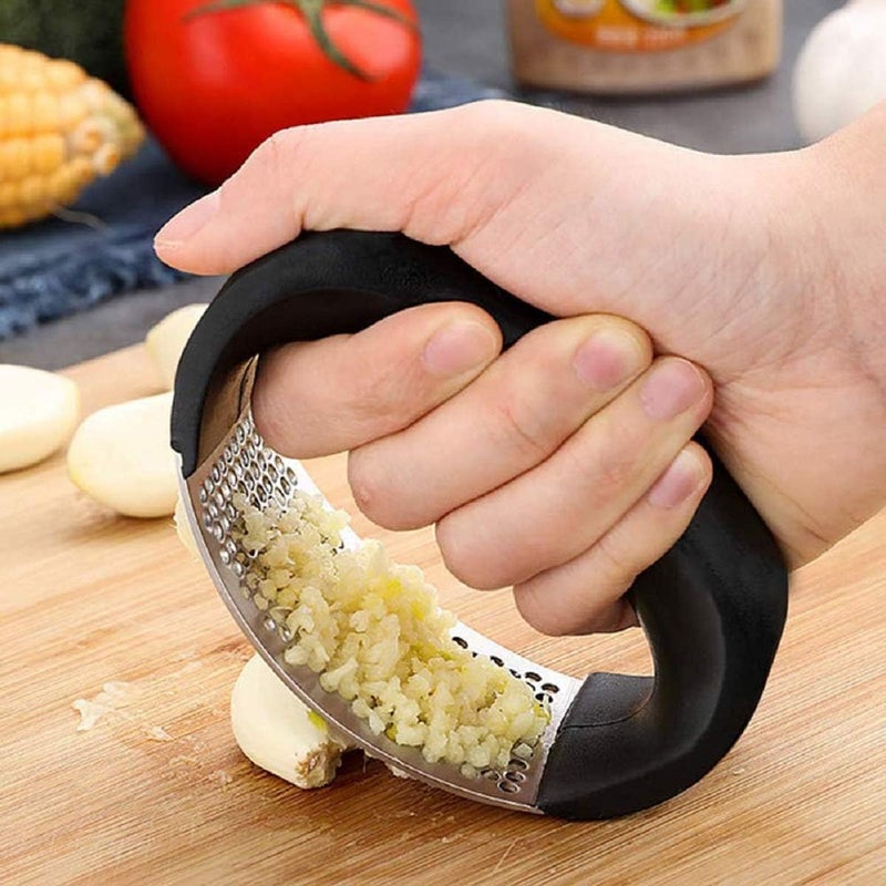 Enclave Enclave Garlic Press Rocker Stainless Steel Mincer Crusher with 2Pcs Silicone Garlic Peeler Roller Tube Set Odorfree Kitchen Tool Easy to Clean Dishwasher Safe - Image 2