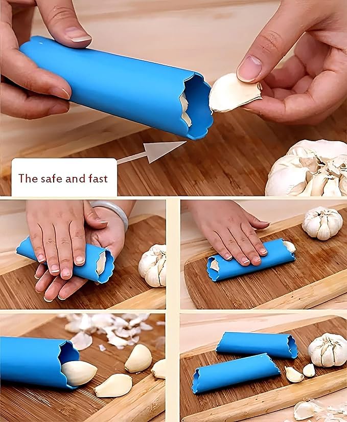 Enclave Enclave Garlic Press Rocker Stainless Steel Mincer Crusher with 2Pcs Silicone Garlic Peeler Roller Tube Set Odorfree Kitchen Tool Easy to Clean Dishwasher Safe - Image 5