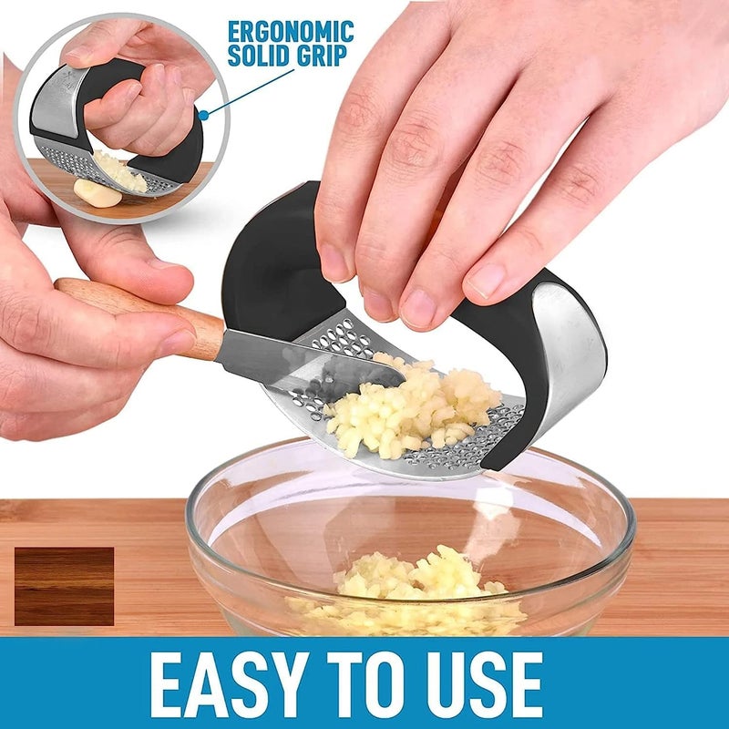 Enclave Enclave Garlic Press Rocker Stainless Steel Mincer Crusher with 2Pcs Silicone Garlic Peeler Roller Tube Set Odorfree Kitchen Tool Easy to Clean Dishwasher Safe - Image 3