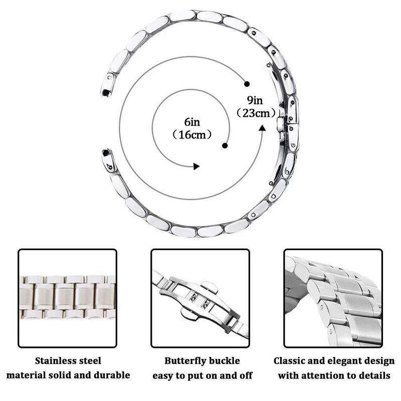 AUTULET 20mm Durable Solid Stainless Steel Band Watch Bracelet with Easy Release Deployment Buckle in Silver - Image 4