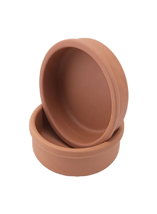 4-Piece High-Temperature Resistant Round Shaped Double Portion Clay Bowl Set Brown 29.2 x 5.6 x 29 cm EL-302