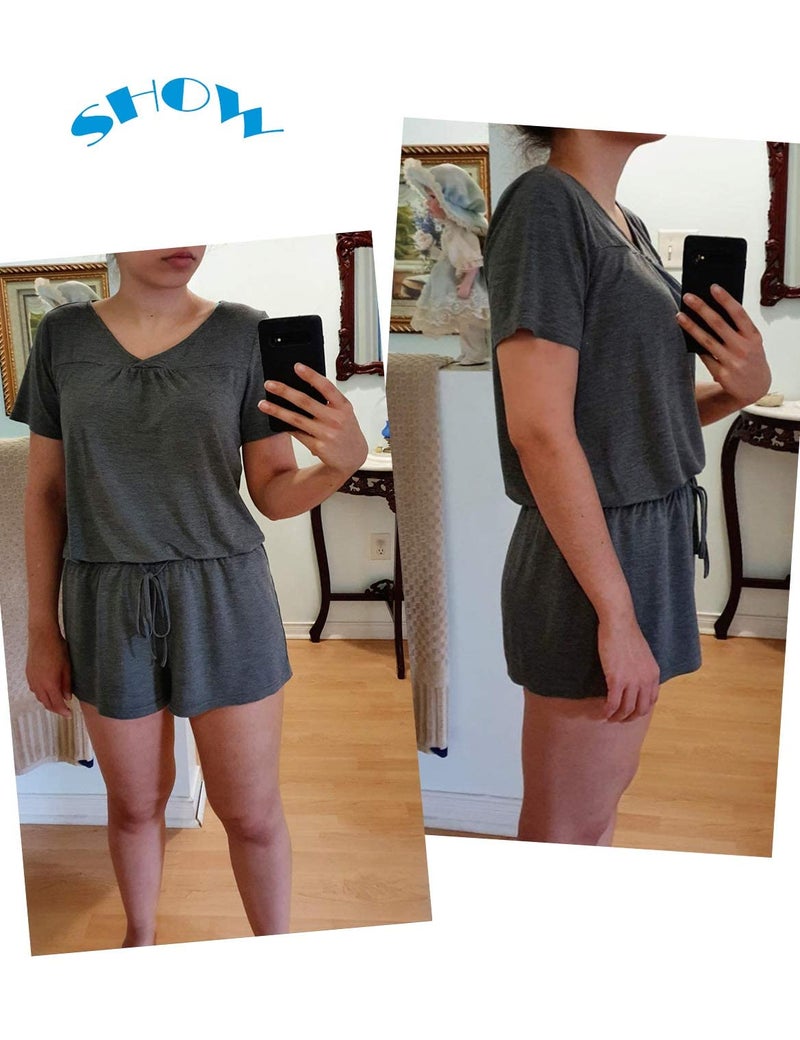 Avidlove Women's Shorts Pajama Set Short Sleeve Sleepwear Nightwear Pjs Medium Grey - Image 5