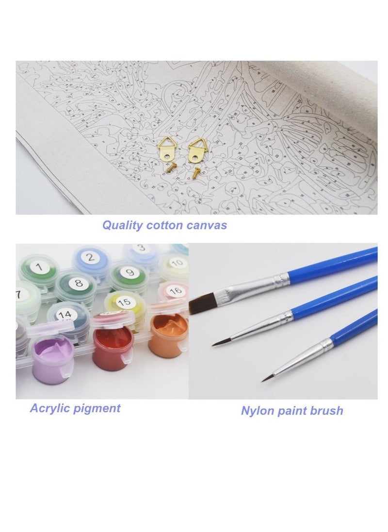 Paint by Numbers for Adults Mountain Waterfall Nature Scenery Paint by Number Kits DIY Canvas Acrylic Painting Number Kits with Brushes and Acrylic Pigment