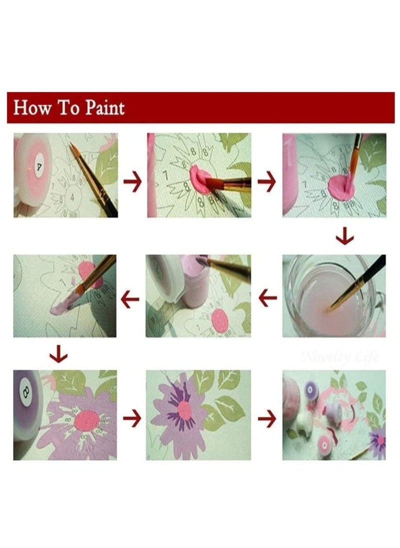 Paint by Numbers for Adults Mountain Waterfall Nature Scenery Paint by Number Kits DIY Canvas Acrylic Painting Number Kits with Brushes and Acrylic Pigment